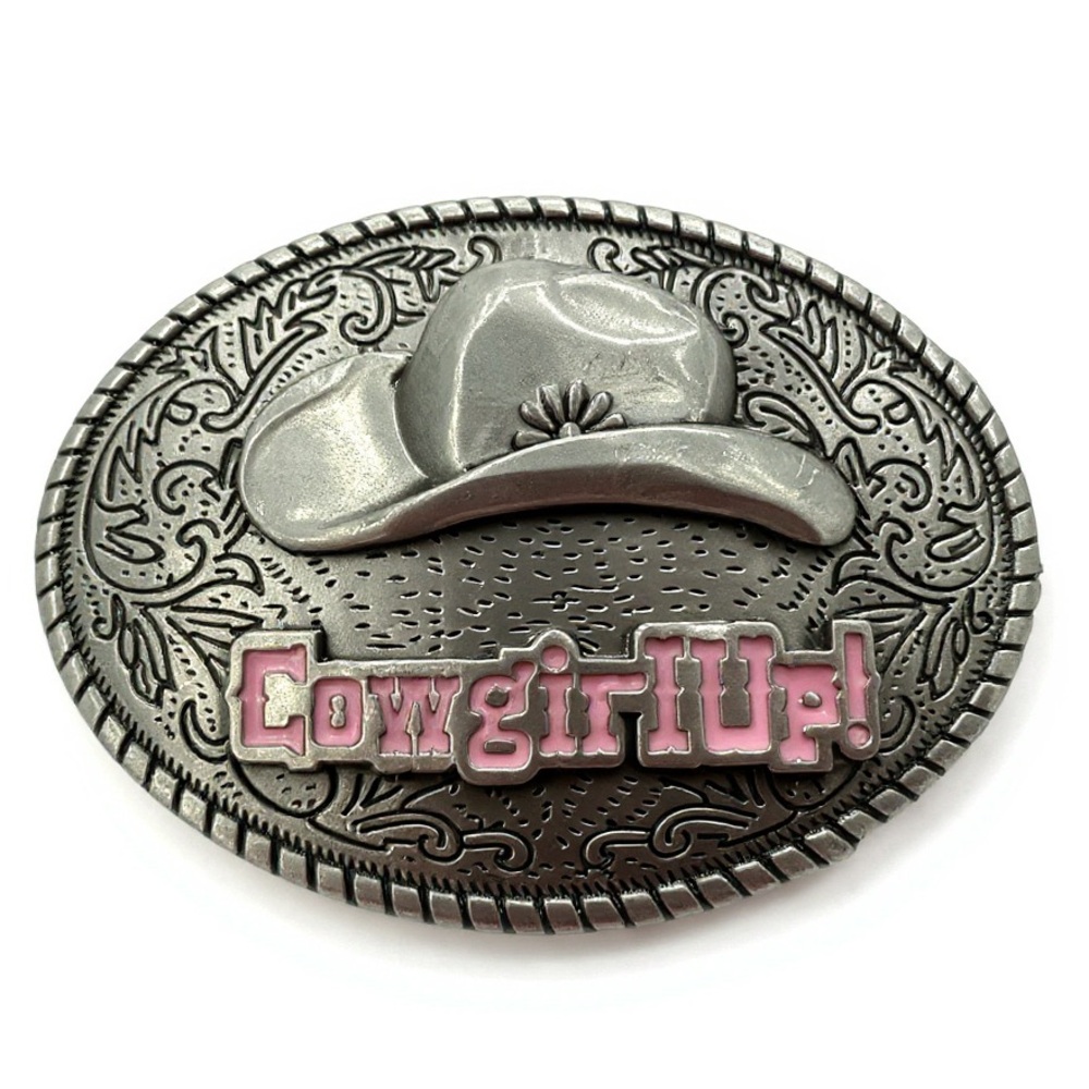 Silver and Pink Belt Buckle